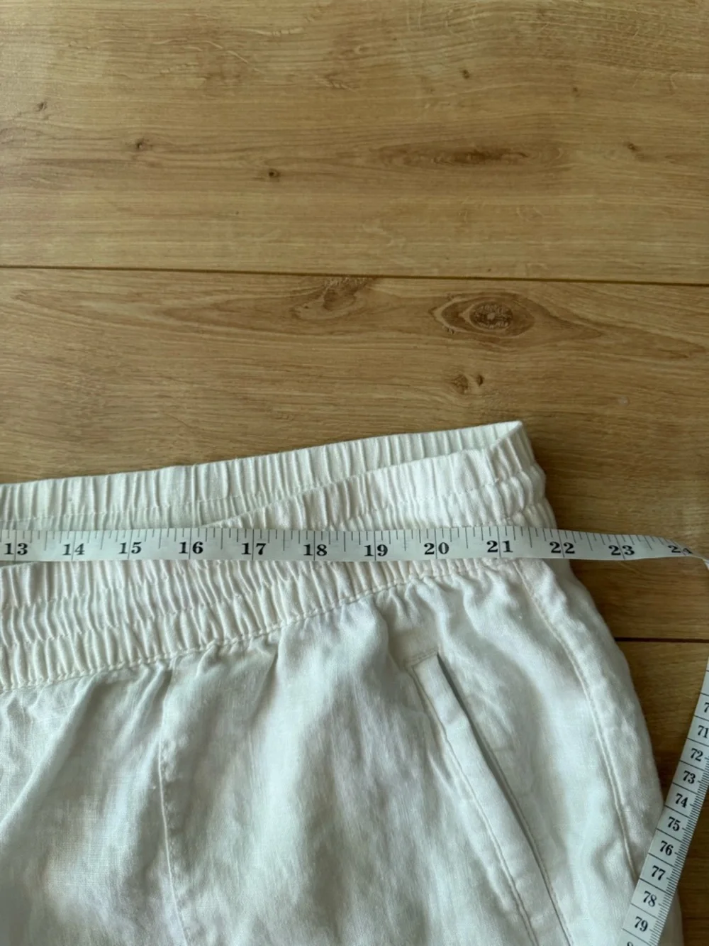 Athleta White Linen Jogger Pants Relaxed Coastal Minimal Elastic Waist 24 - Picture 5 of 6